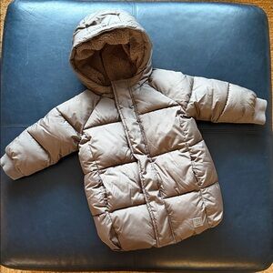 GAP Baby Quilted Hooded Jacket in Brown